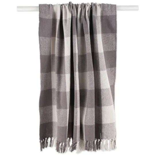 Kirkland's Home Gray And White Buffalo Check Woven Fringe Throw- Blankets & Throws
