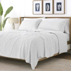 Kirkland's Home Gray And White Chevron 3-Pc. Twin Sheet Set- Bed Sheets