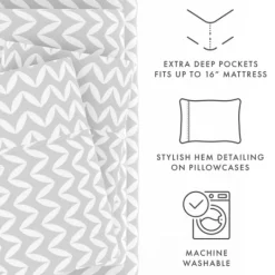 Kirkland's Home Gray And White Chevron 3-Pc. Twin Sheet Set- Bed Sheets