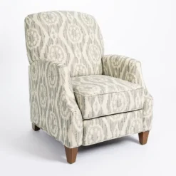 Kirkland's Home Gray And White Damask Upholstered Recliner- Accent Chairs