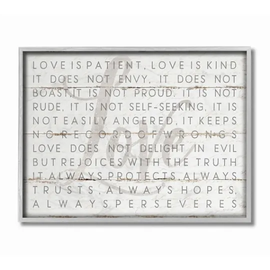 Kirkland's Home Gray And White Love Is Patient Framed Art Print- Wall Quotes & Signs