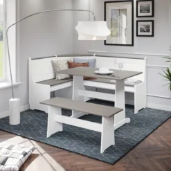 Kirkland's Home Gray And White 3-Pc. Dining Nook Set- Dining Sets