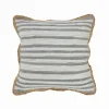 Kirkland's Home Gray And White Stripped Jute Border Accent Pillow- Pillows