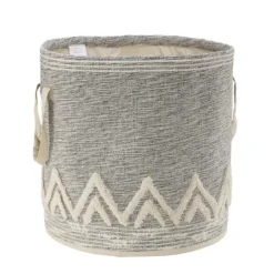 Kirkland's Home Gray And White Tuft Peaks Storage Basket- Baskets & Boxes