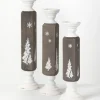 Kirkland's Home Gray And White Wood Tree Candle Holders, Set Of 3- Candle Holders