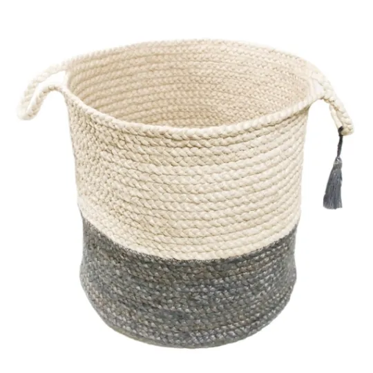 Kirkland's Home Gray And White Woven Basket With Tassel, 19 In.- Baskets & Boxes