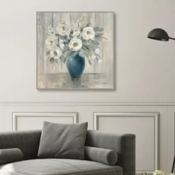 Kirkland's Home Gray Barn Floral Framed Canvas Art Print- Canvas Art