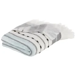 Kirkland's Home Gray Blue Multi Stripe Throw Blanket- Blankets & Throws