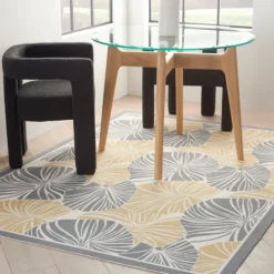 Kirkland's Home Gray Botanical Shells Outdoor Area Rug, 5X7- Outdoor Rugs