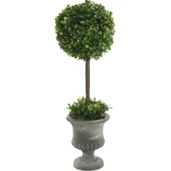 Kirkland's Home Gray Boxwood Pedestal Urn Topiary, 2 Ft.- Trees & Topiaries