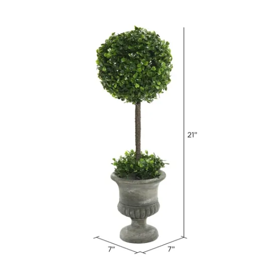 Kirkland's Home Gray Boxwood Pedestal Urn Topiary, 2 Ft.- Trees & Topiaries