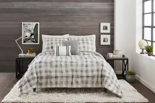 Kirkland's Home Gray Buffalo Check 5-Pc. King Comforter Set- Comforters