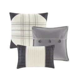 Kirkland's Home Gray Buffalo Herringbone Queen 7-Pc. Comforter Set- Comforters