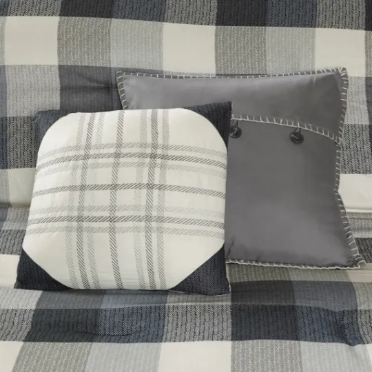 Kirkland's Home Gray Buffalo Herringbone Queen 7-Pc. Comforter Set- Comforters