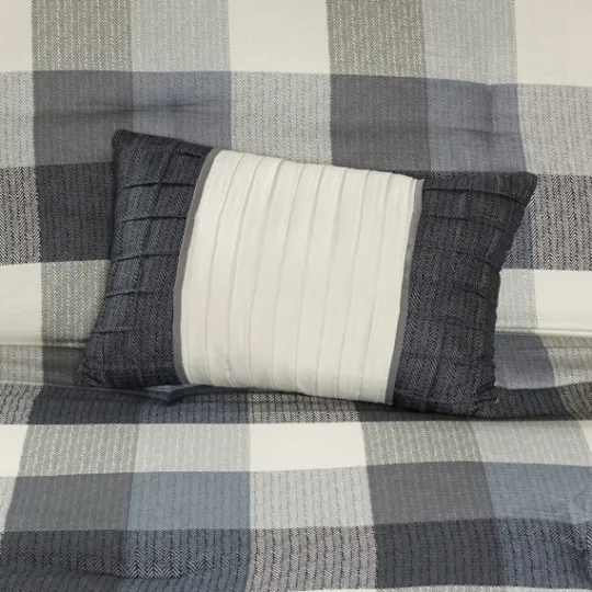 Kirkland's Home Gray Buffalo Herringbone Queen 7-Pc. Comforter Set- Comforters