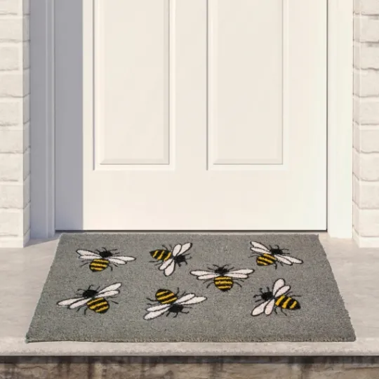 Kirkland's Home Gray Bumblebee Doormat- Doormats
