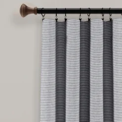 Kirkland's Home Gray Button And Stripe Curtain Panel Set, 95 In.- Curtains & Drapes