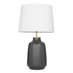 Kirkland's Home Gray Ceramic Base Gold Accent Table Lamp- Table Lamps
