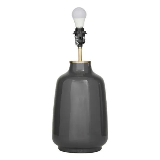 Kirkland's Home Gray Ceramic Base Gold Accent Table Lamp- Table Lamps