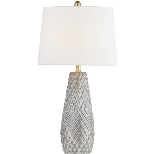 Kirkland's Home Gray Ceramic 3D Pattern Table Lamp- Table Lamps