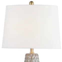 Kirkland's Home Gray Ceramic 3D Pattern Table Lamp- Table Lamps