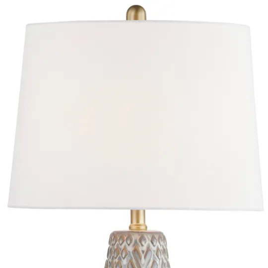 Kirkland's Home Gray Ceramic 3D Pattern Table Lamp- Table Lamps