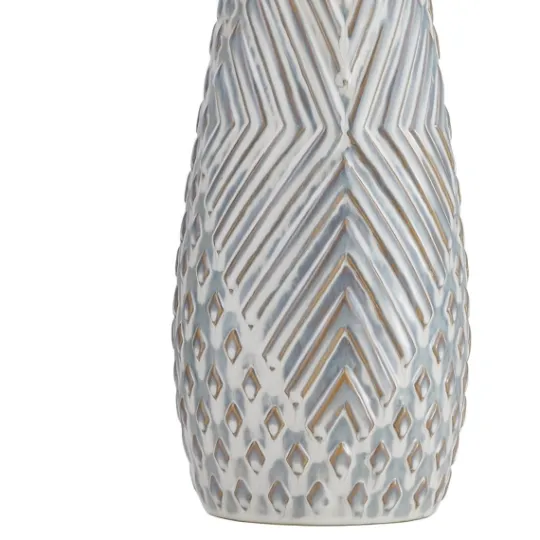 Kirkland's Home Gray Ceramic 3D Pattern Table Lamp- Table Lamps