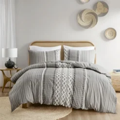Kirkland's Home Gray Chenille Tufted California King Comforter Set- Comforters