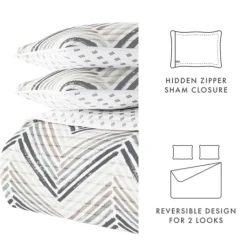 Kirkland's Home Gray Chevron Reversible 3-Pc. King Quilt Set- Quilts