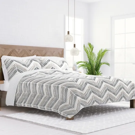 Kirkland's Home Gray Chevron Reversible 2-Pc. Twin Quilt Set- Quilts