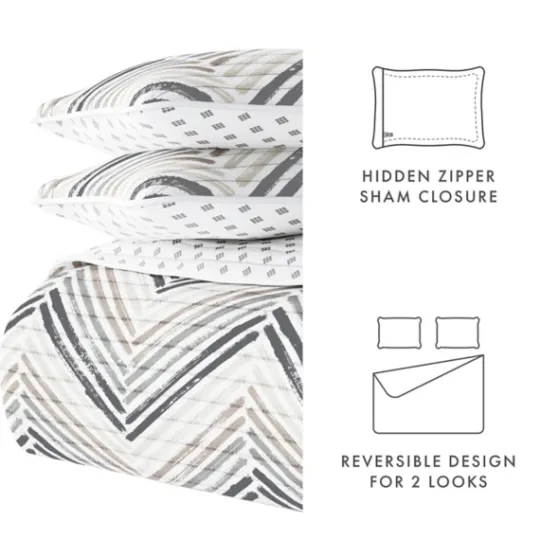 Kirkland's Home Gray Chevron Reversible 2-Pc. Twin Quilt Set- Quilts