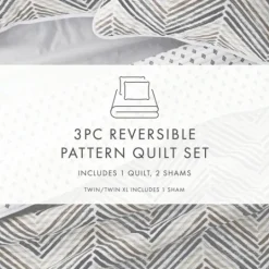 Kirkland's Home Gray Chevron Reversible 2-Pc. Twin Quilt Set- Quilts