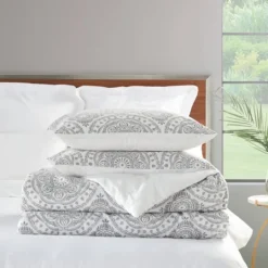 Kirkland's Home Gray Cloud Floral King 3-Pc. Comforter Set- Comforters