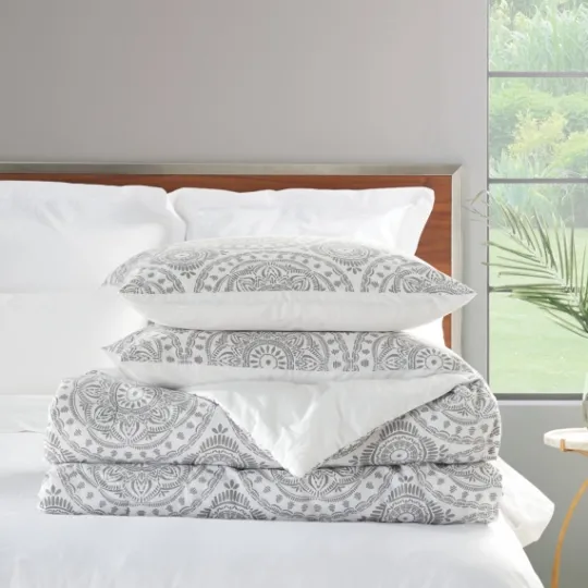 Kirkland's Home Gray Cloud Floral King 3-Pc. Comforter Set- Comforters