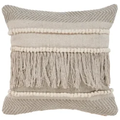 Kirkland's Home Gray Comfort Fringe Pillow- Pillows