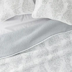 Kirkland's Home Gray Damask Reversible 3-Pc. Queen Quilt Set- Quilts