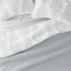 Kirkland's Home Gray Damask Reversible 3-Pc. Queen Quilt Set- Quilts