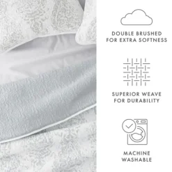 Kirkland's Home Gray Damask Reversible 3-Pc. Queen Quilt Set- Quilts