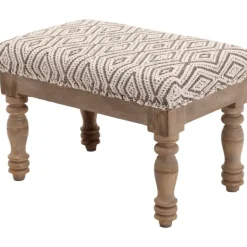 Kirkland's Home Gray Diamond Upholstered Ottoman- Benches & Ottomans