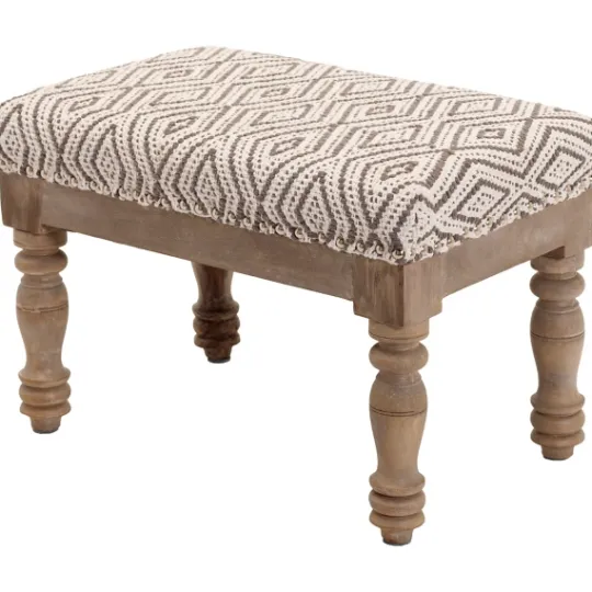 Kirkland's Home Gray Diamond Upholstered Ottoman- Benches & Ottomans