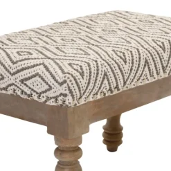 Kirkland's Home Gray Diamond Upholstered Ottoman- Benches & Ottomans