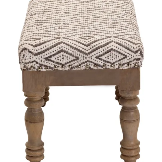 Kirkland's Home Gray Diamond Upholstered Ottoman- Benches & Ottomans