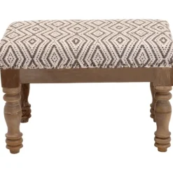 Kirkland's Home Gray Diamond Upholstered Ottoman- Benches & Ottomans
