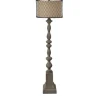 Kirkland's Home Gray Distressed Metal Encased Shade Floor Lamp- Floor Lamps