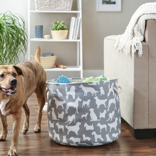Kirkland's Home Gray Dog Show Round Storage Bin, 18 In.- Baskets & Boxes