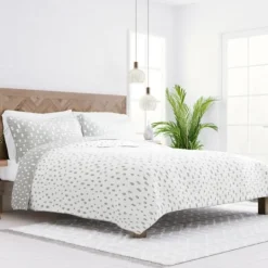 Kirkland's Home Gray Dotted Reversible 3-Pc. King Quilt Set- Quilts