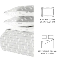 Kirkland's Home Gray Dotted Reversible 3-Pc. King Quilt Set- Quilts