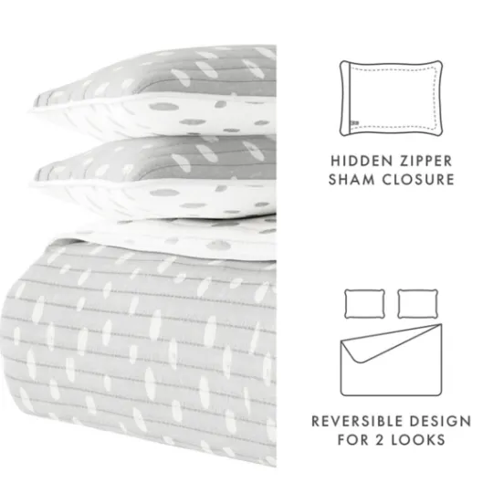 Kirkland's Home Gray Dotted Reversible 3-Pc. King Quilt Set- Quilts