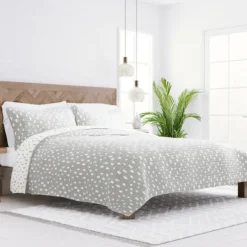 Kirkland's Home Gray Dotted Reversible 2-Pc. Twin Quilt Set- Quilts