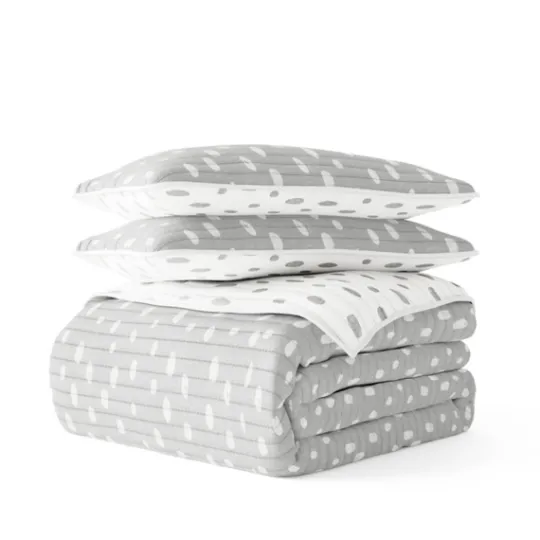 Kirkland's Home Gray Dotted Reversible 2-Pc. Twin Quilt Set- Quilts